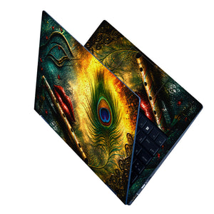 Spiritual Hindu Krishna Flute Peacock Lips Laptop Skin - View 2