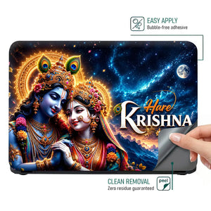 Spiritual Hindu Radha Krishna Hare Laptop Skin - View 4