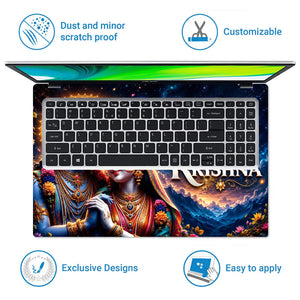 Spiritual Hindu Radha Krishna Hare Laptop Skin - View 5