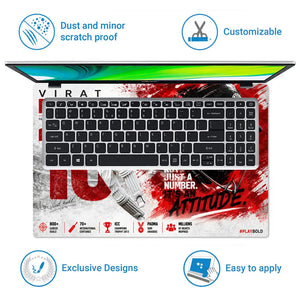 Sports Cricket Kohli Attitude Red Laptop Skin - View 5