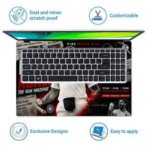 Sports Cricket Kohli King Never Dies Laptop Skin - View 5