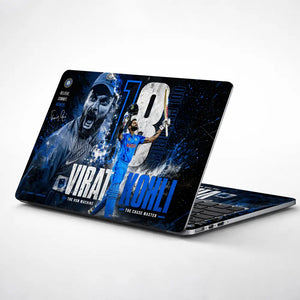 Sports Cricket Kohli Run Machine Blue Laptop Skin - View 1