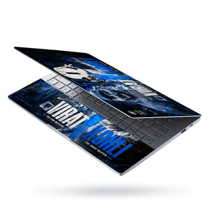 Sports Cricket Kohli Run Machine Blue Laptop Skin - View 3