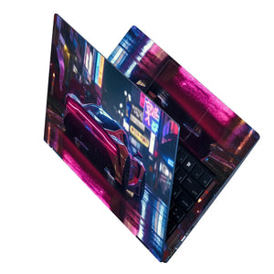 Sports Supercar in Night the City Laptop Skin - View 2