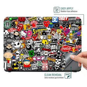 Sticker Bomb Pop Culture Collage Laptop Skin - View 4
