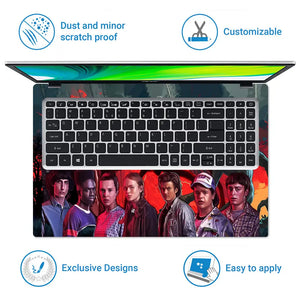 Stranger Things Dark Retro Poster Laptop Skin - View 5