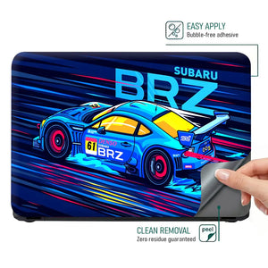 Subaru BRZ Blue Racing Laptop Skin - View 4