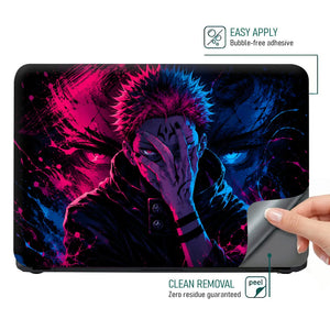 Sukuna Pink Blue Splash Laptop Skin - View 4