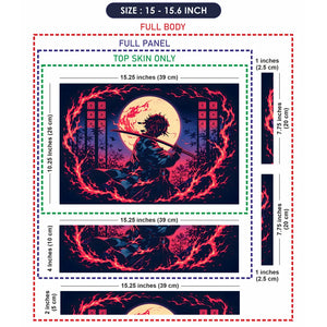 Tanjiro Fire Ring Red Moon Laptop Skin - View 8