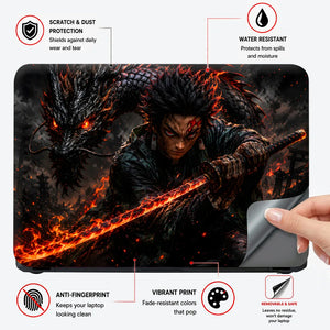 Tanjiro Fire Sword Dragon Laptop Skin - View 4
