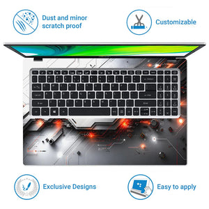 Tech Circuit Board Orange Laptop Skin - View 5