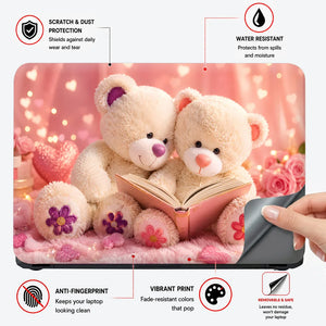 Teddy Bears Reading Book Pink Laptop Skin - View 4