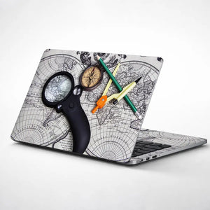 Tools for Travel on World Map Laptop Skin - View 1