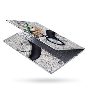 Tools for Travel on World Map Laptop Skin - View 3