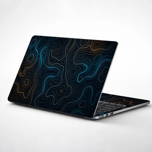 Topography Dark Neon Contour Lines Laptop Skin - View 1