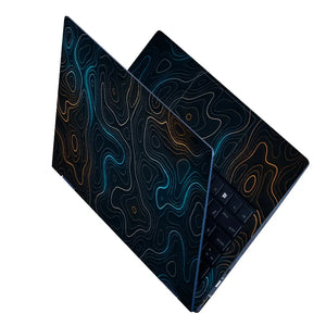 Topography Dark Neon Contour Lines Laptop Skin - View 2
