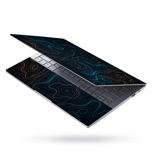 Topography Dark Neon Contour Lines Laptop Skin - View 3