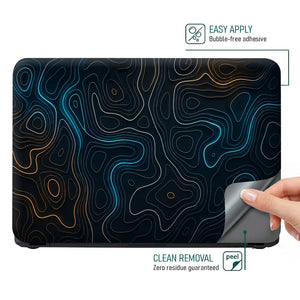 Topography Dark Neon Contour Lines Laptop Skin - View 4
