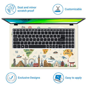 Topography World Map Animals Colorful Laptop Skin - View 5