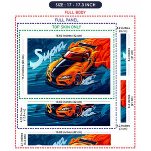 Toyota Supra Orange BlueFlames Laptop Skin - View 9