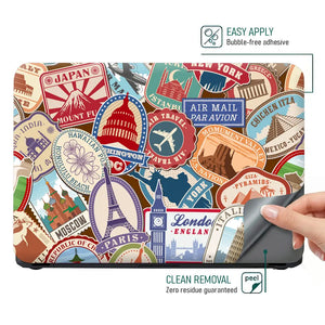 Travel Stamp Doodle Laptop Skin - View 4