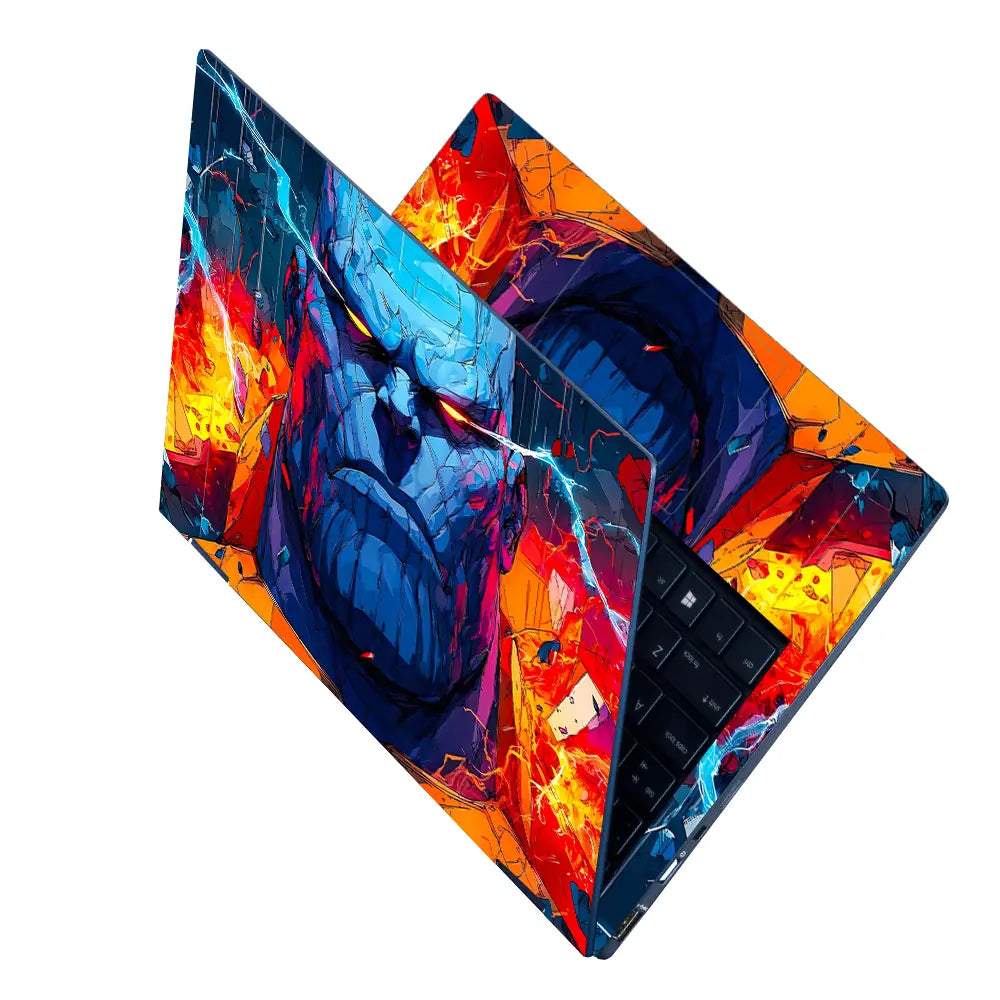 Vibrant Abstract Blue Titan Fury Laptop Skin - View 2