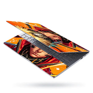 Vibrant Anime Ninja With Fiery Background Laptop Skin - View 3