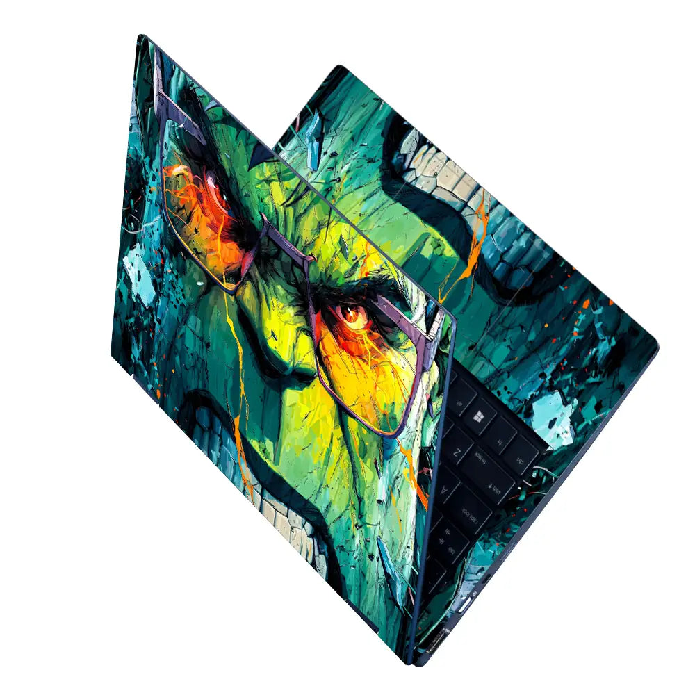 Vibrant Comic Style Hulk Portrait Laptop Skin - View 2