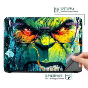 Vibrant Comic Style Hulk Portrait Laptop Skin - View 4