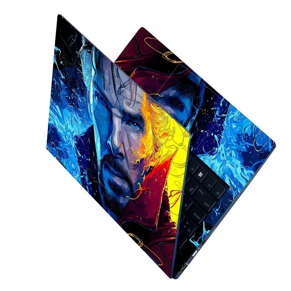 Vibrant Cosmic Sorcerer Portrait Laptop Skin - View 2