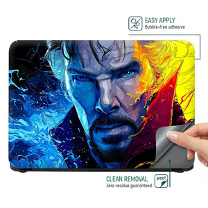 Vibrant Cosmic Sorcerer Portrait Laptop Skin - View 4