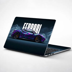 Vibrant Floral Ferrari Design In Motion Laptop Skin - View 1