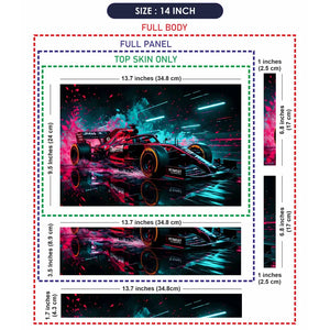 Vibrant Racing Car In Motion Laptop Skin - View 7