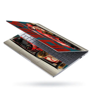 Vibrant Racing Car In Urban Setting Laptop Skin - View 3