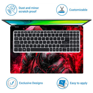Vibrant Red Deadpool Action Scene Laptop Skin - View 5