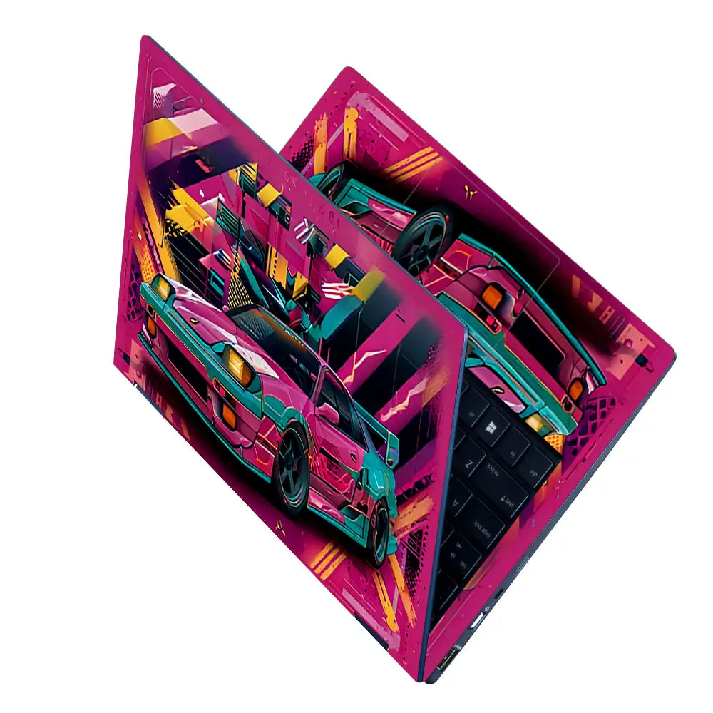 Vibrant Retro Racer Laptop Skin - View 2