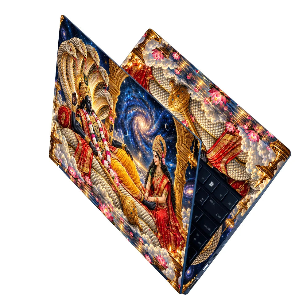 Vishnu and Lakshmi in Cosmic Splendor Laptop Skin - View 2