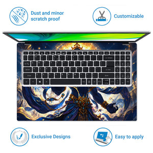 Vishnu Blue Cosmic Gold Crown Laptop Skin - View 5