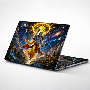Vishnu Krishna Cosmic Sudarshan Chakra Laptop Skin - View 1