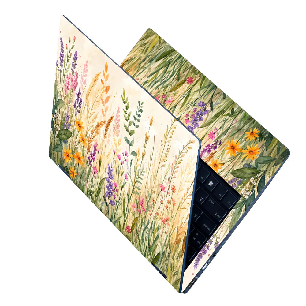 Watercolor Wildflower Meadow Laptop Skin - View 2