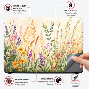 Watercolor Wildflower Meadow Laptop Skin - View 4