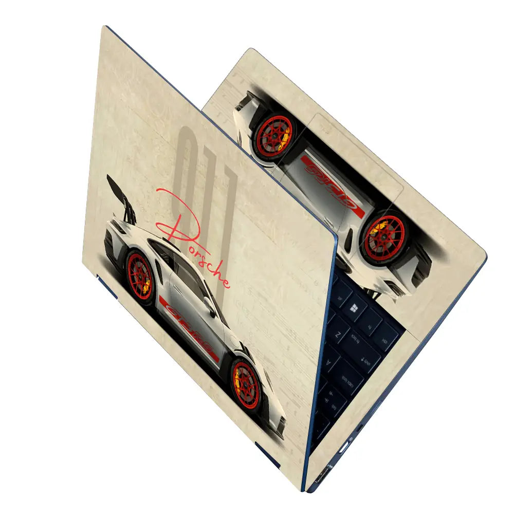 White Porsche Car Laptop Skin - View 2