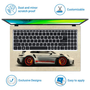 White Porsche Car Laptop Skin - View 5