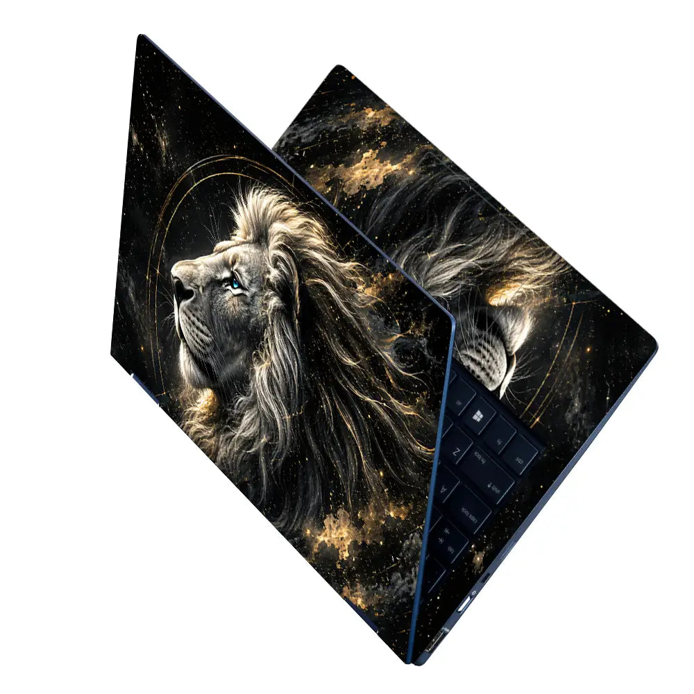 Wildlife Lion Cosmic Galaxy Portrait Laptop Skin - View 2