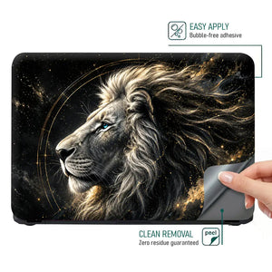 Wildlife Lion Cosmic Galaxy Portrait Laptop Skin - View 4