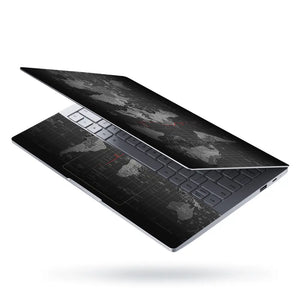 World Map Black Laptop Skin - View 3
