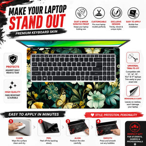 Yellow Butterflies Floral Dark Laptop Skin - View 5