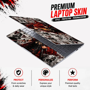 Yoriichi Manga Panels Red Laptop Skin - View 3