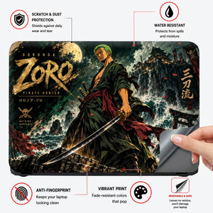 Zoro Amid Stormy Shrine Cliffs Laptop Skin - View 4