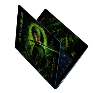 Zoro Back View Green Swirl Laptop Skin - View 2
